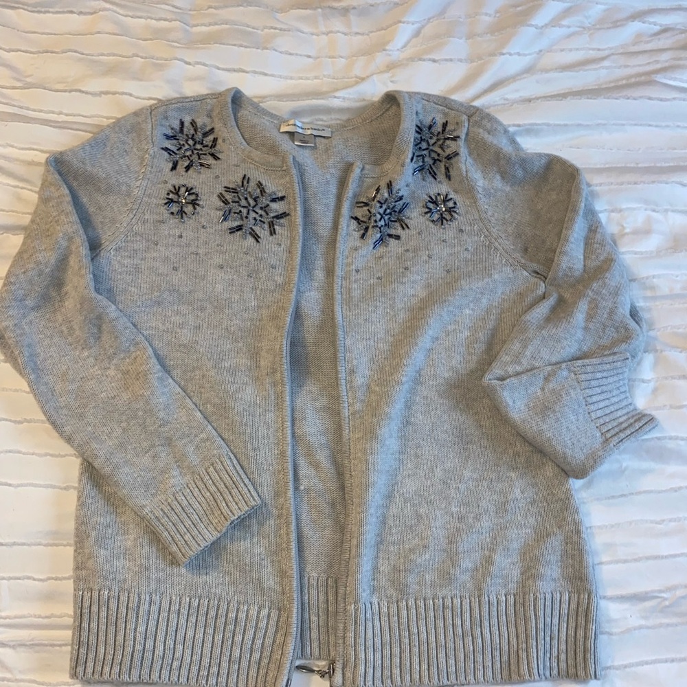 Gray Embroidered Women's Sweater